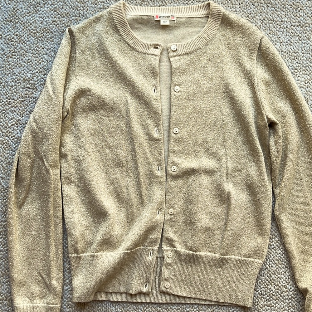 Gold metallic Crewcuts/J Crew cardigan, girl's size 14